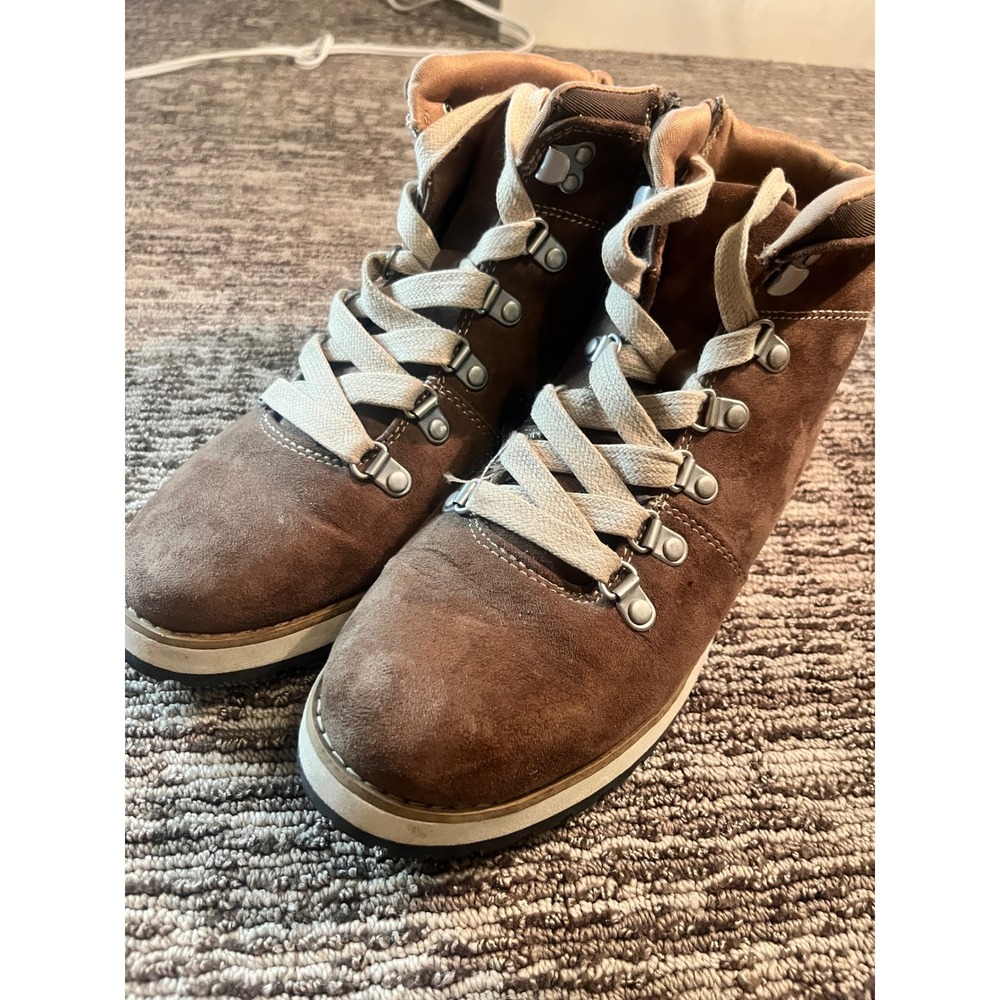 Universal Thread Womens Hiker Ankle Boots Brown Faux Suede Side Zip Size 7
